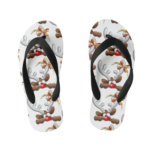 Reindeer Puzzled Funny Kerstpersonage Kinder Teenslippers (Voetbed)