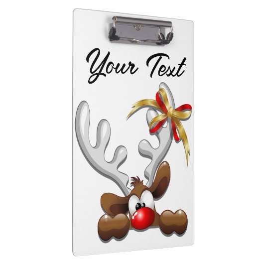 Reindeer Puzzled Funny Kerstpersonage Klembord (Rechts)