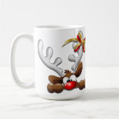 Reindeer Puzzled Funny Kerstpersonage Koffiemok (Links)