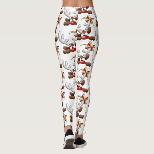 Reindeer Puzzled Funny Kerstpersonage Leggings (Achterkant)