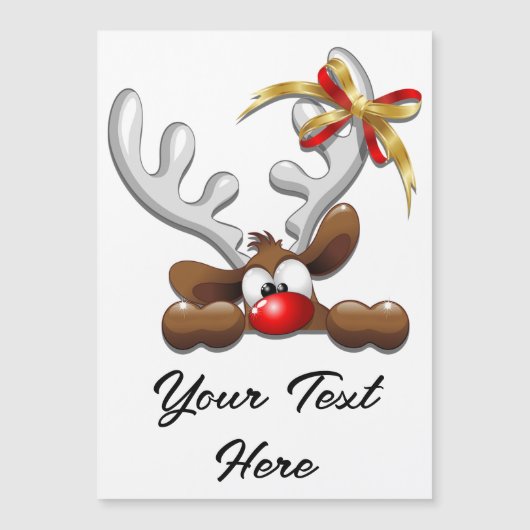 Reindeer Puzzled Funny Kerstpersonage Magnetische Uitnodiging (Voorkant)