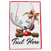 Reindeer Puzzled Funny Kerstpersonage Medium Cadeauzakje (Voorkant)