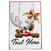Reindeer Puzzled Funny Kerstpersonage Medium Cadeauzakje (Achterkant)