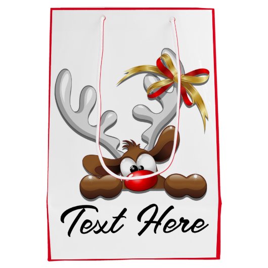 Reindeer Puzzled Funny Kerstpersonage Medium Cadeauzakje (Achterkant)