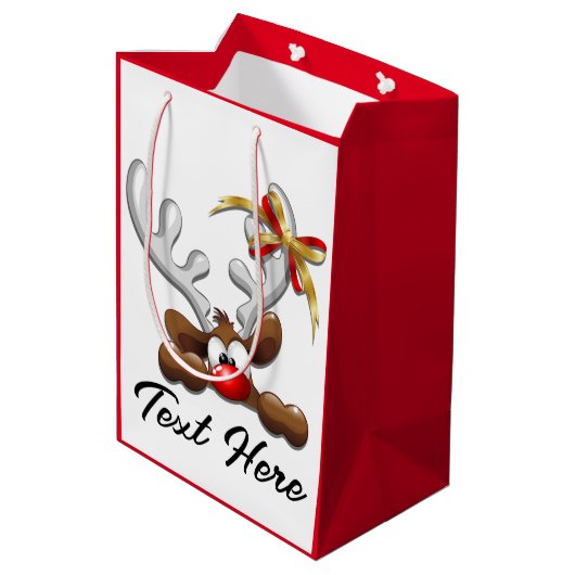 Reindeer Puzzled Funny Kerstpersonage Medium Cadeauzakje (Achterkant Gekanteld)