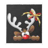 Reindeer Puzzled Funny Kerstpersonage Notitieblok (Voorkant)