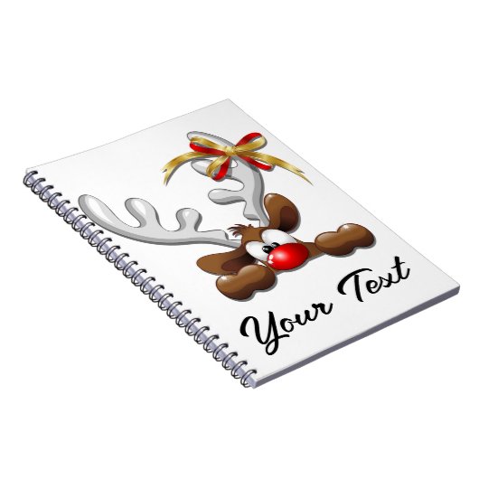 Reindeer Puzzled Funny Kerstpersonage Notitieboek (Rechterzijde)