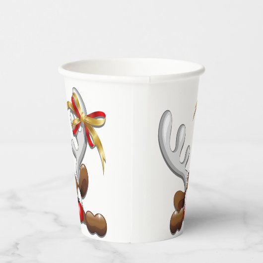 Reindeer Puzzled Funny Kerstpersonage Papieren Bekers (Rechts)