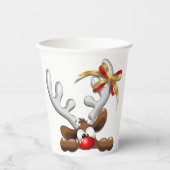 Reindeer Puzzled Funny Kerstpersonage Papieren Bekers (Voorkant)