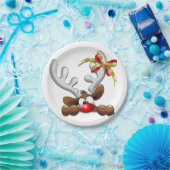 Reindeer Puzzled Funny Kerstpersonage Papieren Bordje (Feest)