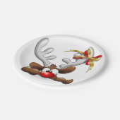 Reindeer Puzzled Funny Kerstpersonage Papieren Bordje (Gekanteld)