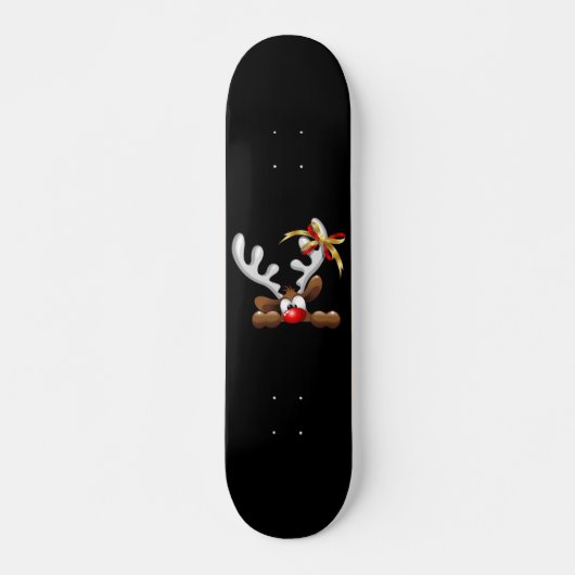 Reindeer Puzzled Funny Kerstpersonage Persoonlijk Skateboard (Voorkant)