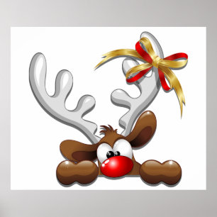 Reindeer Puzzled Funny Kerstpersonage Poster