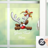 Reindeer Puzzled Funny Kerstpersonage Raamsticker (Huis)