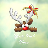 Reindeer Puzzled Funny Kerstpersonage Raamsticker (Vel 3)