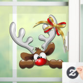 Reindeer Puzzled Funny Kerstpersonage Raamsticker (Huis)