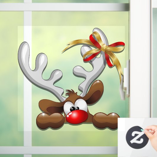 Reindeer Puzzled Funny Kerstpersonage Raamsticker (Huis)