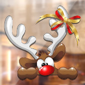 Reindeer Puzzled Funny Kerstpersonage Raamsticker (Vel 2)
