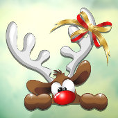 Reindeer Puzzled Funny Kerstpersonage Raamsticker (Vel 3)