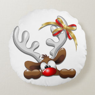 Reindeer Puzzled Funny Kerstpersonage Rond Kussen