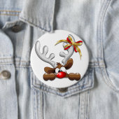 Reindeer Puzzled Funny Kerstpersonage Ronde Button 4,0 Cm (In situ)