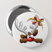 Reindeer Puzzled Funny Kerstpersonage Ronde Button 4,0 Cm (Voorkant /achterkant)