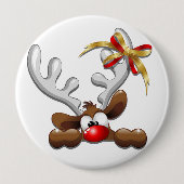 Reindeer Puzzled Funny Kerstpersonage Ronde Button 4,0 Cm (Voorkant)
