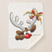 Reindeer Puzzled Funny Kerstpersonage Sherpa Deken (Voorkant)