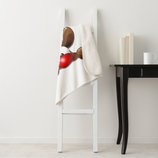 Reindeer Puzzled Funny Kerstpersonage Sherpa Deken (In situ)