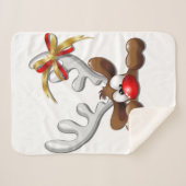 Reindeer Puzzled Funny Kerstpersonage Sherpa Deken (Voorkant (horizontaal))
