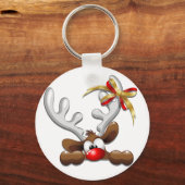 Reindeer Puzzled Funny Kerstpersonage Sleutelhanger (Voorkant)