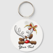 Reindeer Puzzled Funny Kerstpersonage Sleutelhanger (Achterkant)