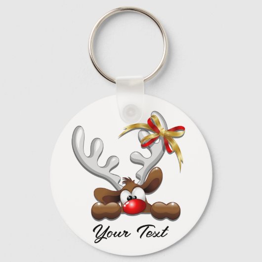 Reindeer Puzzled Funny Kerstpersonage Sleutelhanger (Achterkant)