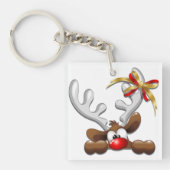 Reindeer Puzzled Funny Kerstpersonage Sleutelhanger (voorkant)