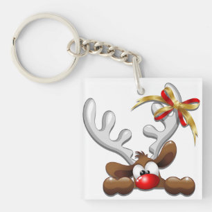 Reindeer Puzzled Funny Kerstpersonage Sleutelhanger