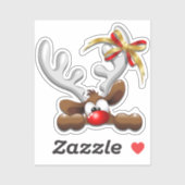 Reindeer Puzzled Funny Kerstpersonage Sticker (Vel)