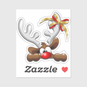 Reindeer Puzzled Funny Kerstpersonage Sticker