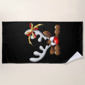 Reindeer Puzzled Funny Kerstpersonage Strandlaken (Voorkant)