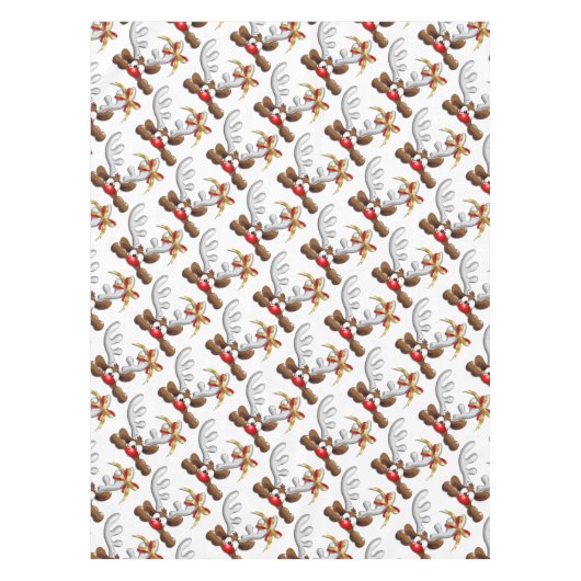Reindeer Puzzled Funny Kerstpersonage Tafelkleed (Voorkant)