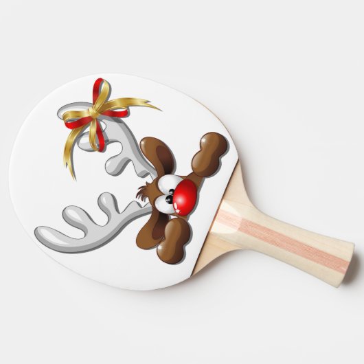 Reindeer Puzzled Funny Kerstpersonage Tafeltennisbatje (Zijkant)