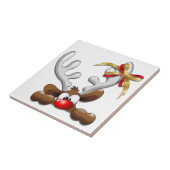 Reindeer Puzzled Funny Kerstpersonage Tegeltje (Zijkant)