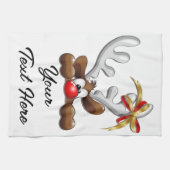 Reindeer Puzzled Funny Kerstpersonage Theedoek (Horizontaal)