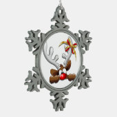 Reindeer Puzzled Funny Kerstpersonage Tin Sneeuwvlok Ornament (Links)