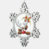 Reindeer Puzzled Funny Kerstpersonage Tin Sneeuwvlok Ornament (Rechts)