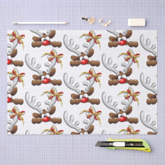 Reindeer Puzzled Funny Kerstpersonage Tissuepapier (Craft)