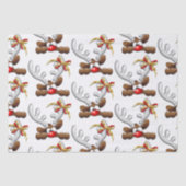Reindeer Puzzled Funny Kerstpersonage Tissuepapier (Voorkant)