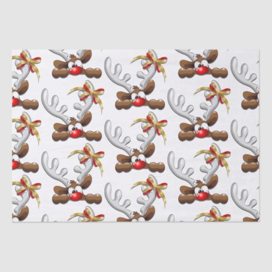 Reindeer Puzzled Funny Kerstpersonage Tissuepapier (Voorkant)