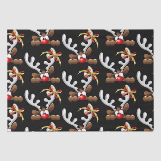 Reindeer Puzzled Funny Kerstpersonage Tissuepapier (Voorkant)
