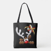 Reindeer Puzzled Funny Kerstpersonage Tote Bag (Achterkant)