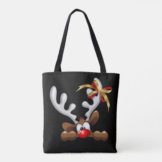 Reindeer Puzzled Funny Kerstpersonage Tote Bag (Achterkant)